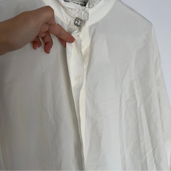 ZARA Jewel Buttons  Poplin Cropped Shirt SIZE L - Picture 12 of 12